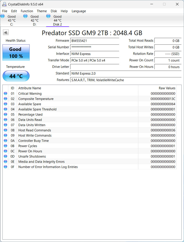 【開箱簡測】Acer Predator GM9 2TB PCIe Gen5.0 x4 (HMB) NVMe SSD 效能簡測 (圖多)
