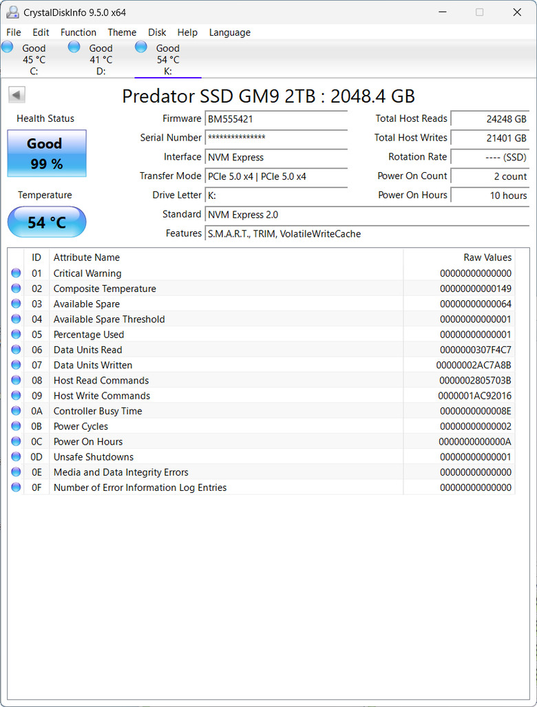 【開箱簡測】Acer Predator GM9 2TB PCIe Gen5.0 x4 (HMB) NVMe SSD 效能簡測 (圖多)