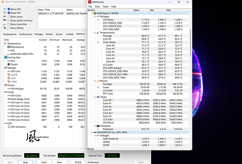 點我看大圖 實測AMD 9600X對比Intel 235中階新平台搭載技嘉5080效能解析