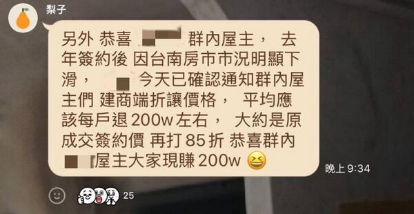台南建案已購客每戶退200萬消息瘋傳，建商回應了