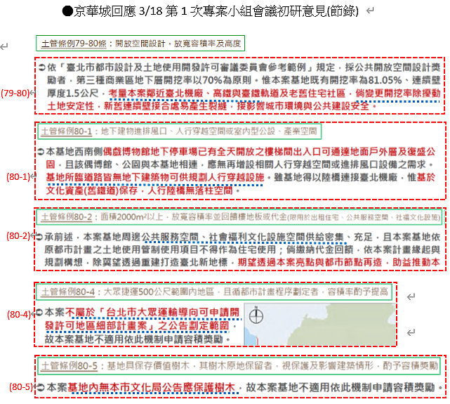 京華城案起訴書之洗漱梳(23)被移花接木之京華城「第2次專案小組意見回應表」