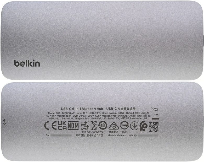 點我看大圖 Belkin貝爾金Connect USB-C 6合1高速多媒體集線器開箱