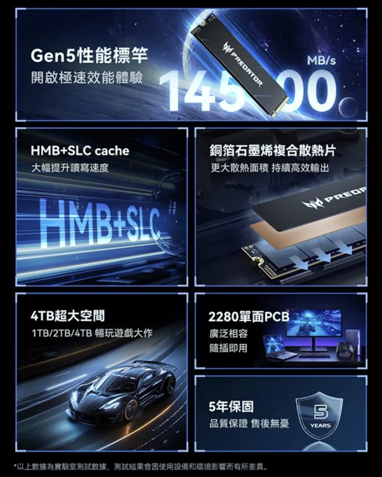 【開箱簡測】Acer Predator GM9 2TB PCIe Gen5.0 x4 (HMB) NVMe SSD 效能簡測 (圖多)
