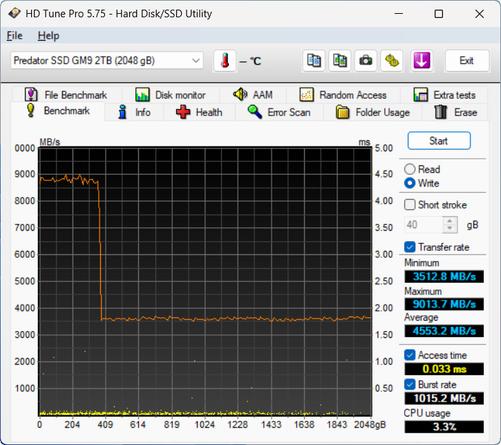 【開箱簡測】Acer Predator GM9 2TB PCIe Gen5.0 x4 (HMB) NVMe SSD 效能簡測 (圖多)