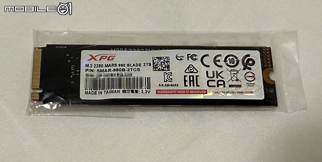 點我看大圖 低溫超快速 XPG MARS 980 BLADE SSD 開箱