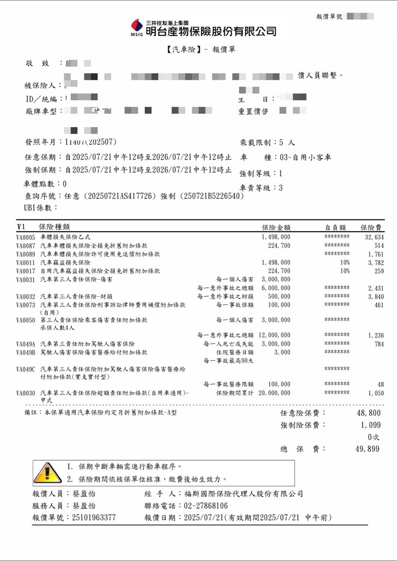 新車乙式險（37歲第一次保）