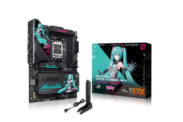 接力初音未來(Hatsune Miku)氣勢 ROG 推出一系列初音未來特別版產品 包括主機板、水冷、顯示卡、螢幕要讓公主殿下佔領桌面!