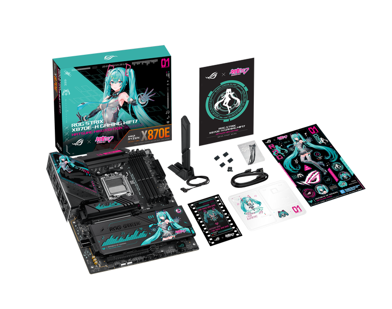 接力初音未來(Hatsune Miku)氣勢 ROG 推出一系列初音未來特別版產品 包括主機板、水冷、顯示卡、螢幕要讓公主殿下佔領桌面!