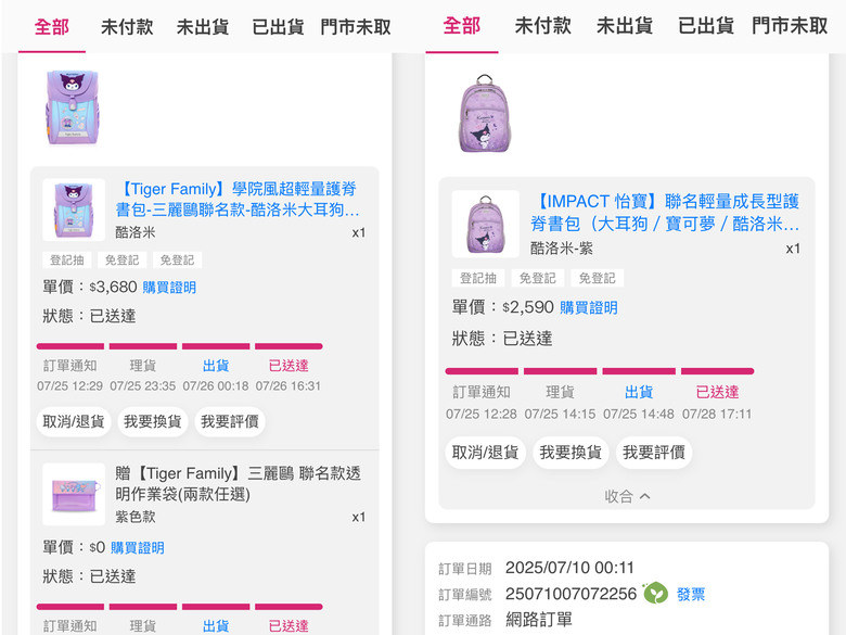 酷洛米護脊書包評比 Impact怡寶 VS Tiger Family