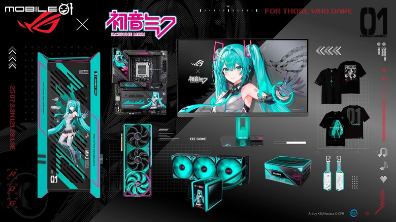 接力初音未來(Hatsune Miku)氣勢 ROG 推出一系列初音未來特別版產品 包括主機板、水冷、顯示卡、螢幕要讓公主殿下佔領桌面!
