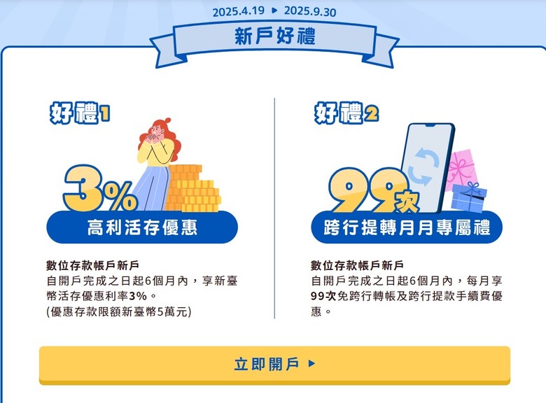 元大銀行的新戶3%活存利率活動請益