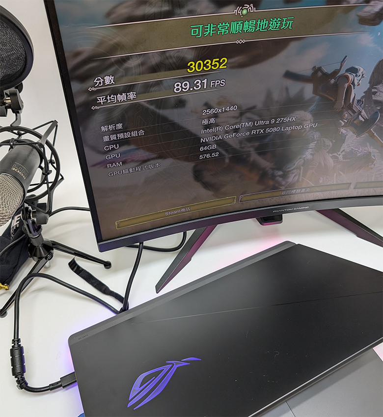 G815LW跑魔物獵人MHW、散熱測試