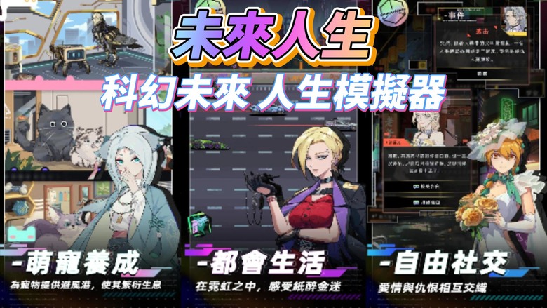 《未來人生》 7月24日 更新 未來世界 無限可能 科幻未來版 人生模擬器 RPG | 二次元賽博風格 多種玩法 多城市多場所 大量的形象與服裝 自由社交互動好友親人