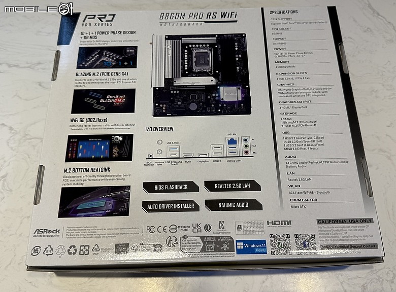 點我看大圖 WIFI 裝機實用派+規格齊全 ASRock B860M Pro RS WiFi 開箱