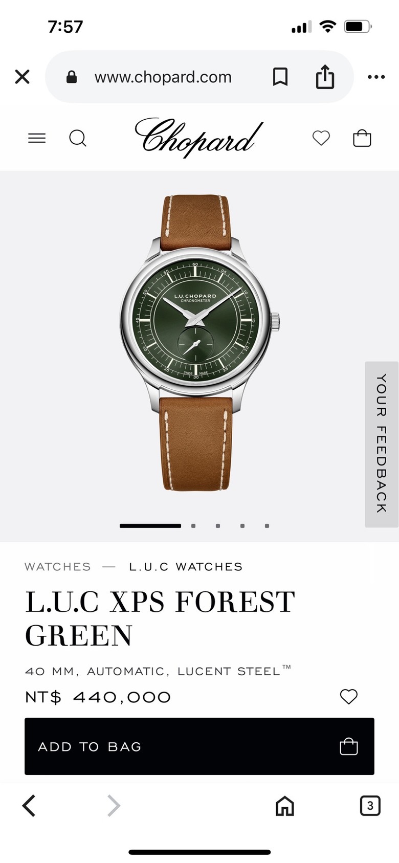 【開箱】我的第二隻機械錶: 蕭邦Chopard L.U.C XPS Forest Green