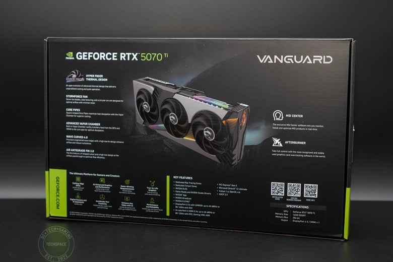 MSI GeForce RTX 5070 Ti 16G VANGUARD SOC 顯示卡開箱評測 | 太空船強大渦輪靈感設計、碳纖維裝飾未來感十足