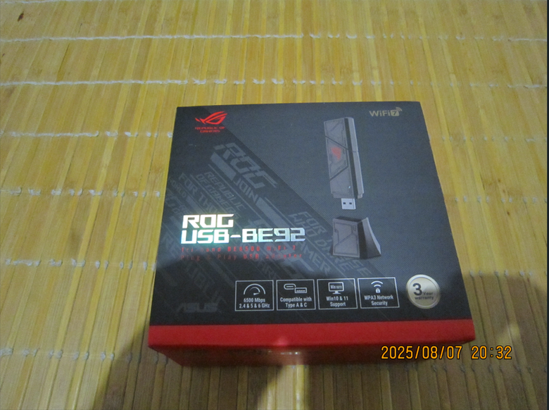 ASUS 華碩 ROG USB-BE92 BE6500三頻WiFi 7 USB3.0 無線網路卡開箱分享