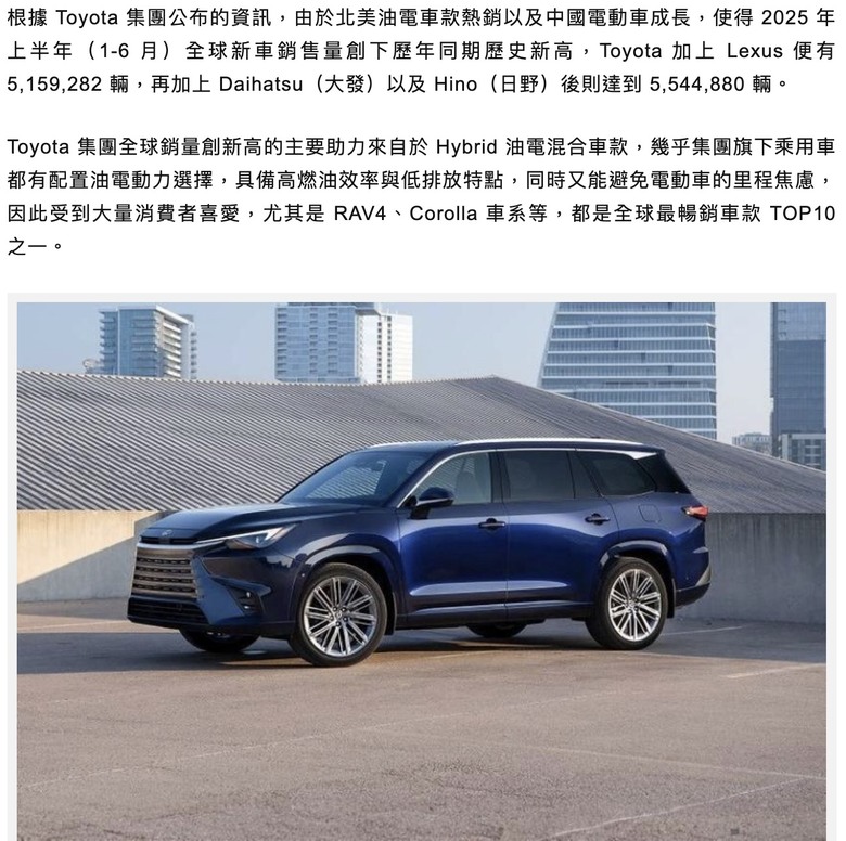 Toyota上半年度銷售創新高