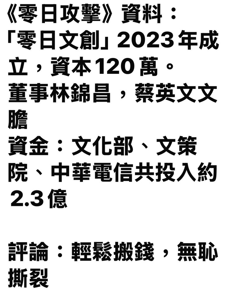 國民黨回嗆：要告來告~~「零日攻擊」導演喊告限3天內道歉