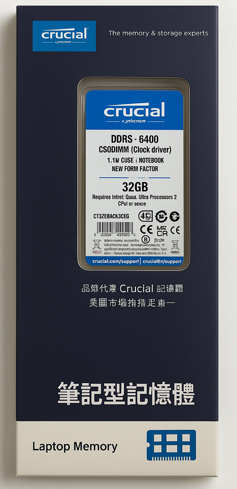Intel Core Ultra 行動平台擴充升級首選 Crucial DDR5 CSODIMM