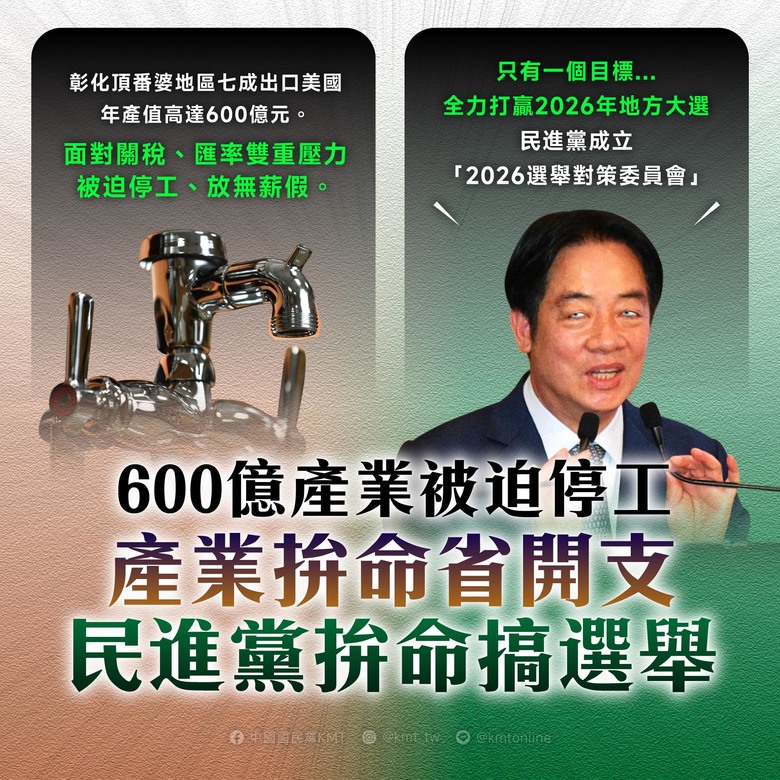 報告萊爾笑長:~~600億產業被迫停工 產業拚命省開支，民進黨哥拚命咧拼選舉
