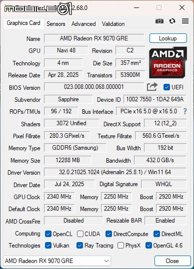 AMD Radeon RX 9070 GRE 顯示卡開箱實測 以高性價比主攻 1440p 解析度非光追遊戲市場