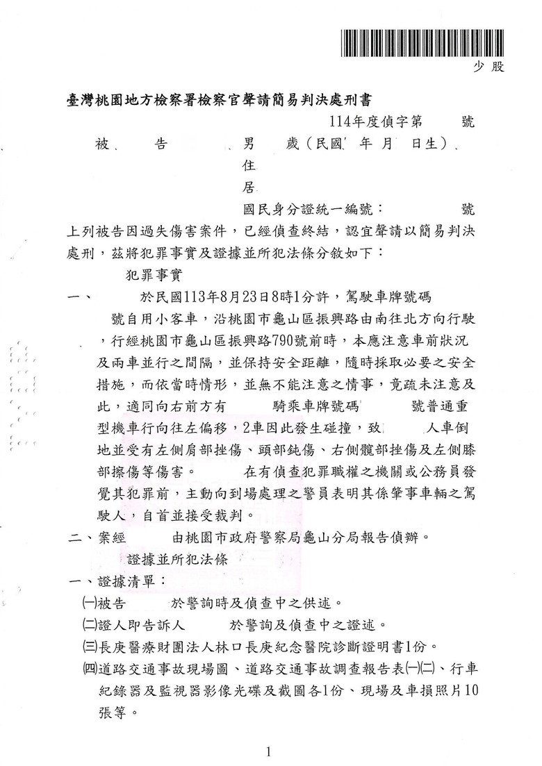 車禍後被告了
