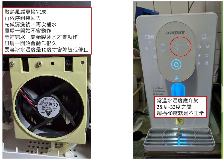 Acerpure北極光冰溫瞬熱濾淨飲水機：WP742-40W維修日誌