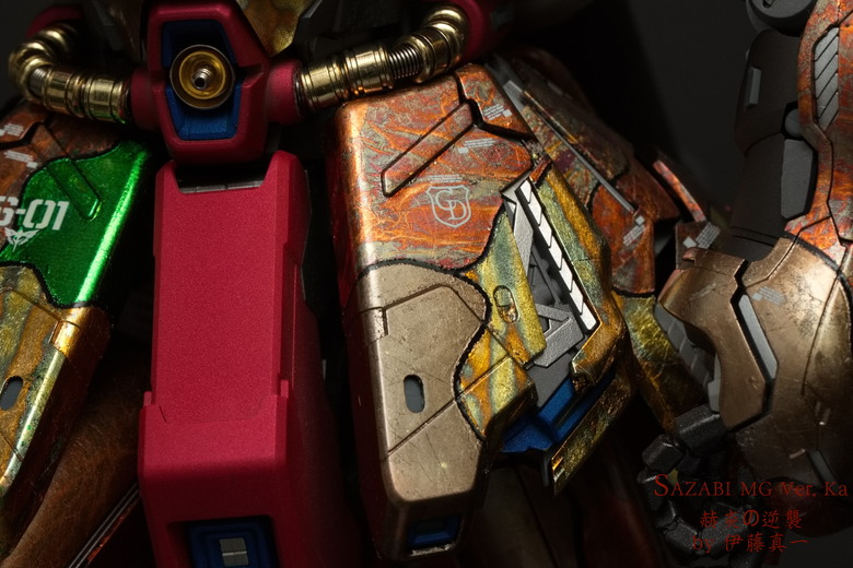 點我看大圖 〔模型樣品製作〕SAZABI MG Ver.Ka 火山熔岩風 改色