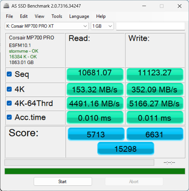 【開箱簡測】Corsair MP700 Pro XT 2TB PCIe Gen5.0 x4 NVMe SSD 效能簡測 (圖多)