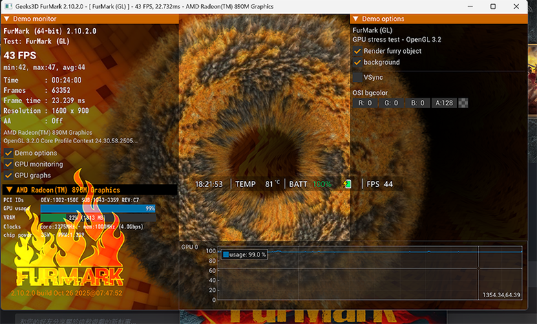 ROG Xbox Ally X @ 2077 / 3DMARK / Furmark / BF6測試