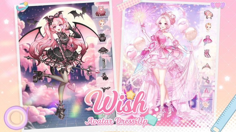 《Wish:Avatar Dress Up》 12月3日 正式上線 超可愛時尚換裝遊戲 3000+ 時尚單品任你搭配 | 洋裝、髮型、妝容 自由疊搭展現個人風格 轉動幸運輪盤解鎖服飾、挑戰全球迷你遊戲