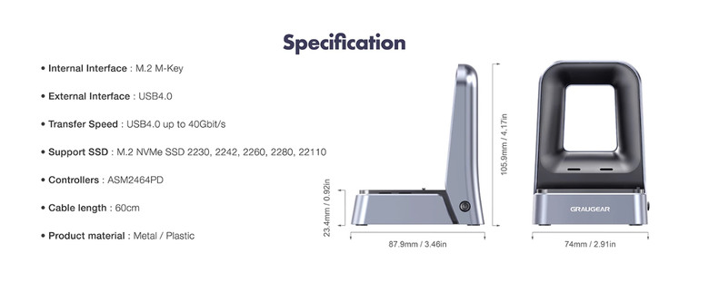【開箱簡測】GRAUGEAR USB4.0 Type C M.2 NVMe 美型外接盒(Dock Station) 效能簡測 (圖多)