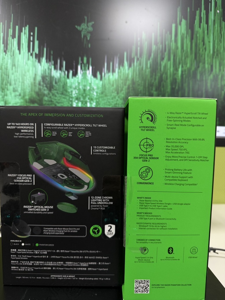 【開箱】Razer Phantom Green - Basilisk V3 Pro 35K滑鼠｜Y2K電競 重回2000年的夢