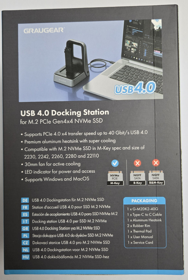【開箱簡測】GRAUGEAR USB4.0 Type C M.2 NVMe 美型外接盒(Dock Station) 效能簡測 (圖多)