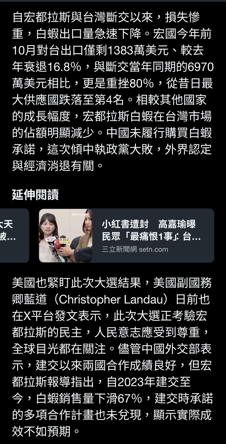 宏都拉斯大選親中總統無望 「白蝦外交」斷支持度