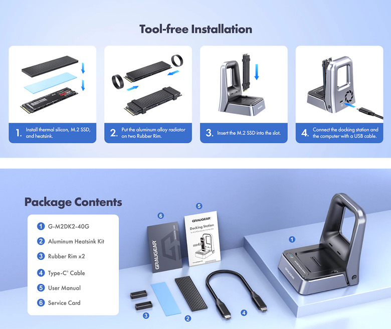 【開箱簡測】GRAUGEAR USB4.0 Type C M.2 NVMe 美型外接盒(Dock Station) 效能簡測 (圖多)