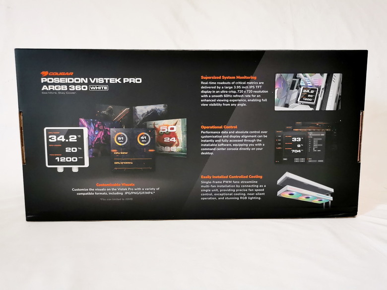 COUGAR POSEIDON VISTEK PRO ARGB 360 白色 - 自定義大螢幕 一體式水冷