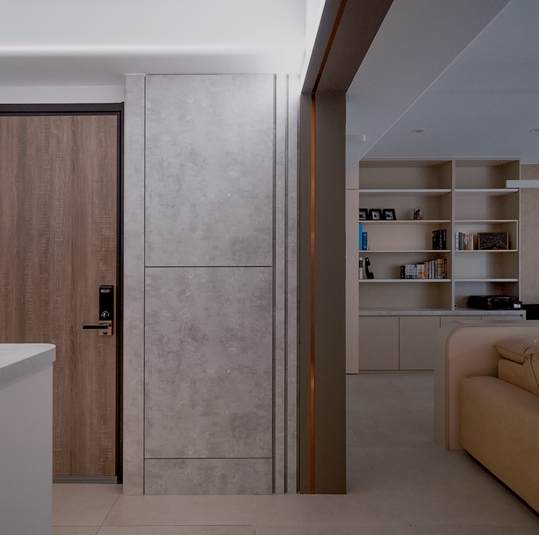 【開箱】31坪新成屋~隱藏電箱、造型修樑、備餐用餐中島整合(檯面終於足夠!!)，還有我們一家四口親手刷的藝術塗料牆！