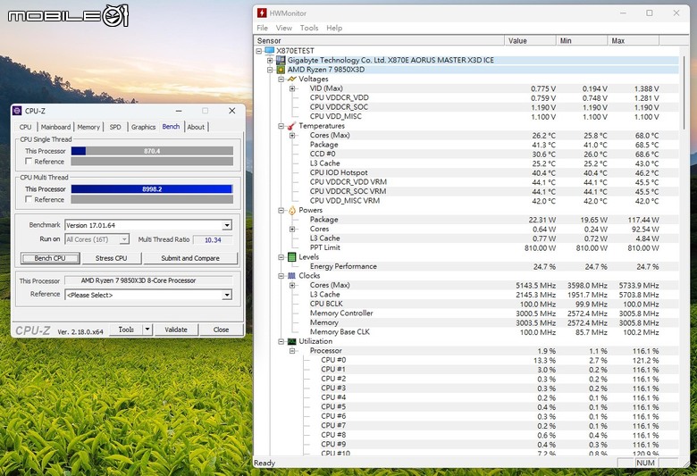 AMD Ryzen 7 9850X3D 處理器實測 遊戲表現依舊亮眼 時脈提升後表現更全面
