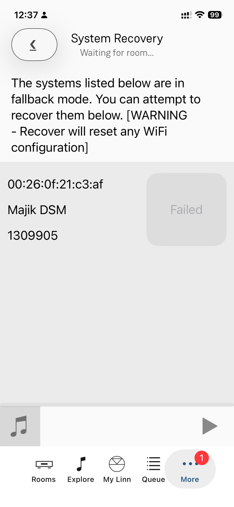 linn majik dsm升級失敗無法開機