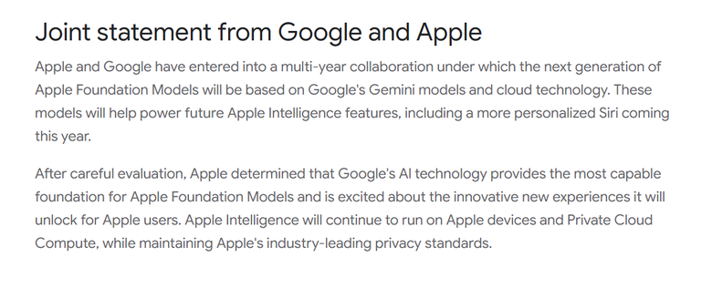 Apple 與 Google 發表聯合聲明！下一代 Apple Foundation Models 框架將以 Gemini 為基礎打造