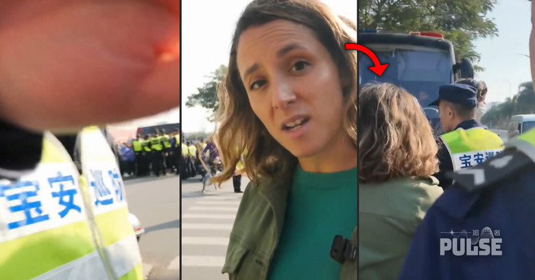深圳易力聲工運外媒遭清場，英國Sky News女記者被押上車帶走