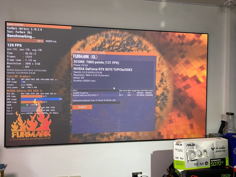 美亞啟動!最後一張3萬的ASUS 5070 Ti 白色卡開箱實測，4K跑分7,865與131FPS，噪音40.9分貝。