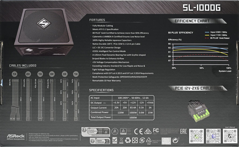 ASRock STEEL LEGEND 1000W ATX 3.1金牌全模組電源開箱