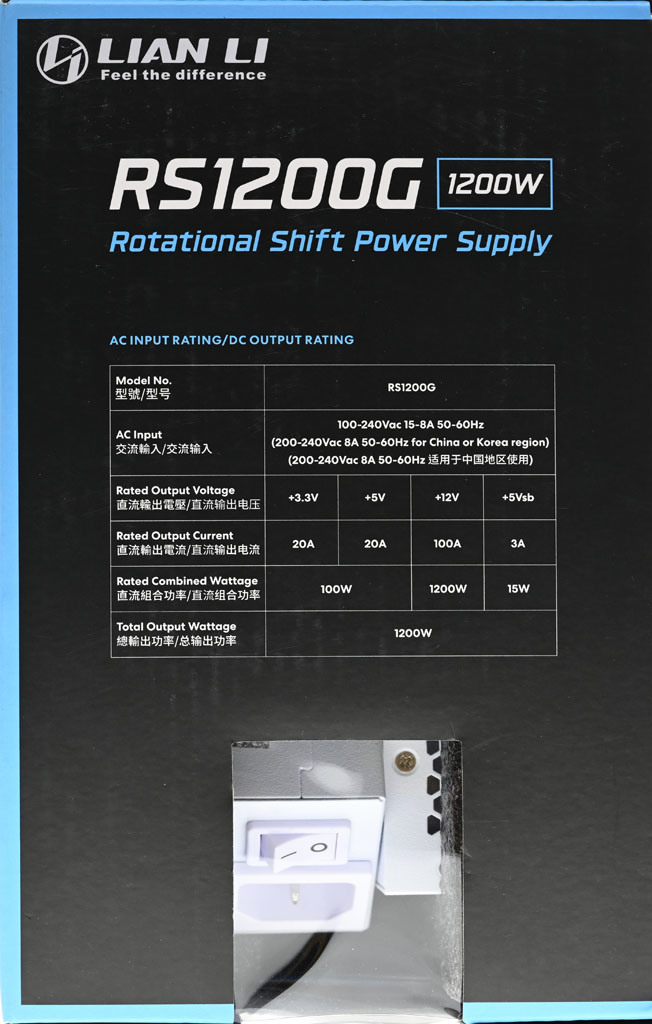 點我看大圖 LIAN LI RS1200G可旋轉交流輸入插座金牌全模組電源開箱