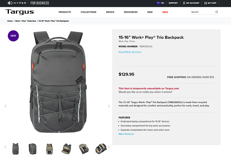 開箱｜Targus&reg; EcoSmart Work+ Play&trade; Trio 後背包（TBB65802GL） - 具備 20L 大容量之作，滿足工作與休閒設計！