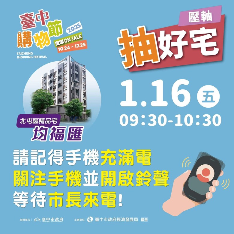 許願接到盧市長來電！台中購物節壓軸好宅明日揭曉，手機充電、祭品文齊發，全民倒數迎幸運時刻
