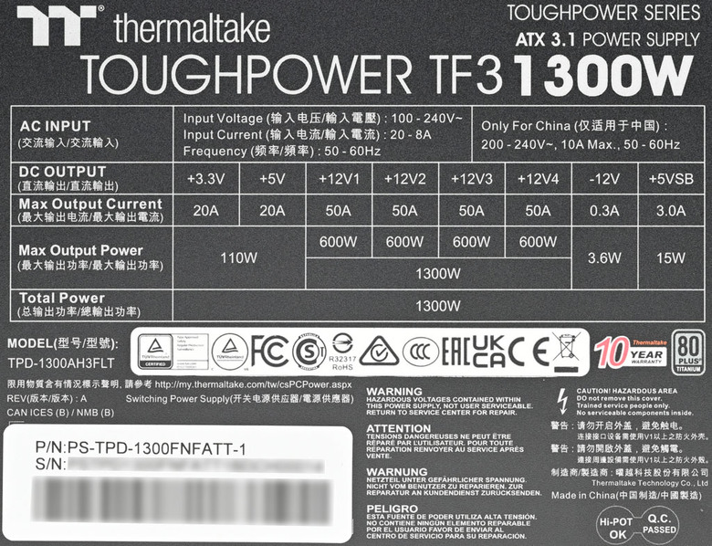 Thermaltake TOUGHPOWER TF3 1300W鈦金全模組電源開箱