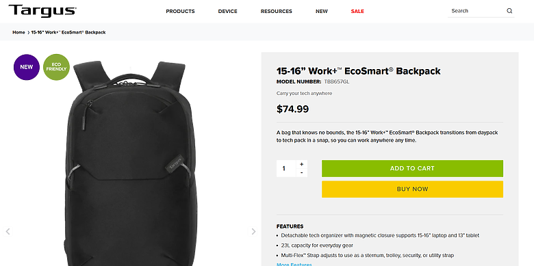 開箱｜【Targus 泰格斯】TBB657GL 15-16” Work+&trade; EcoSmart&reg; 背包 - 低調好用，有著極好筆電收納設計！